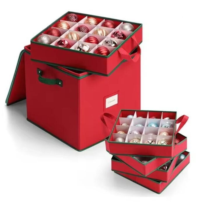 Christmas decoration storage case with 4 trays   OR  64 Bauble Bag Box